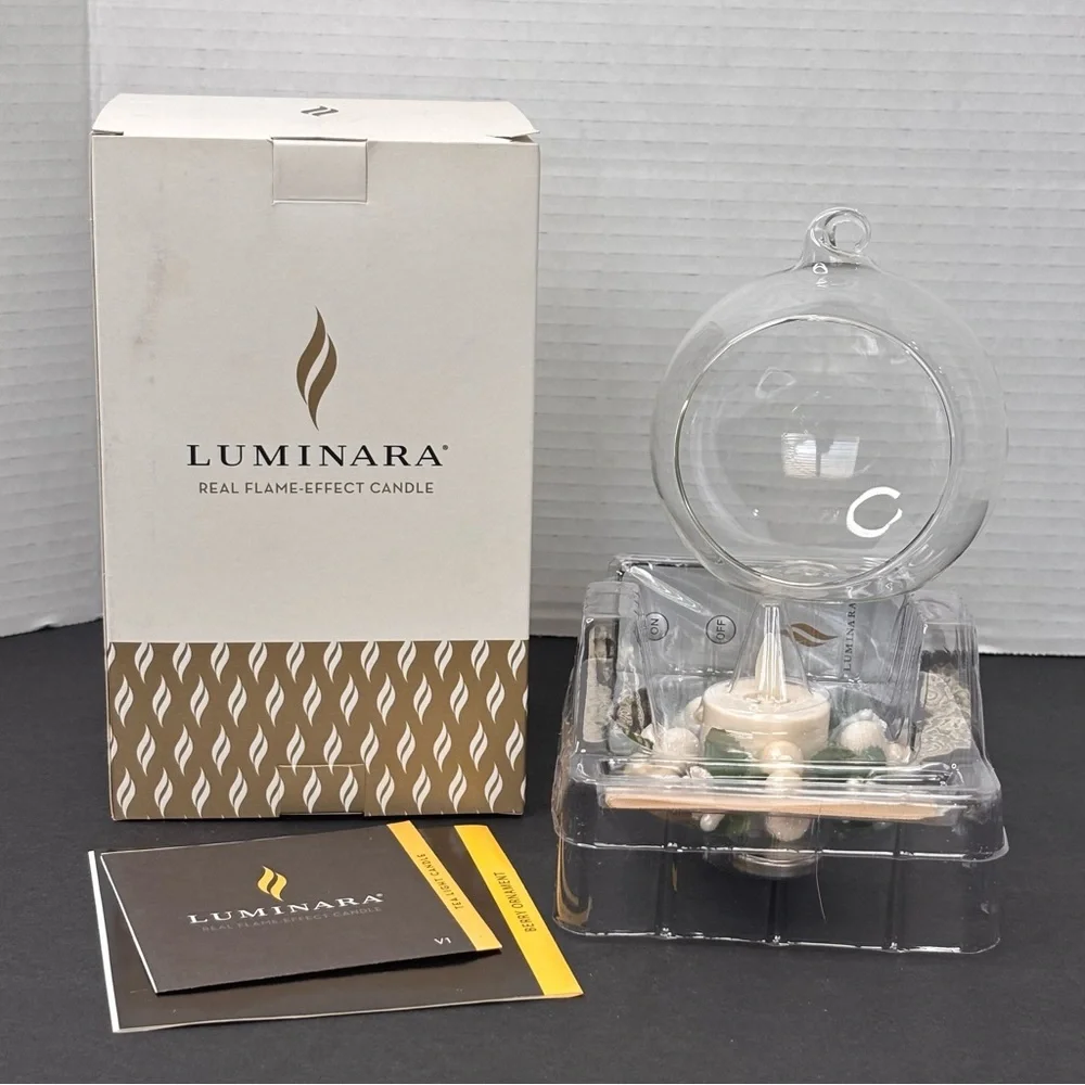 Luminara White Berry Glass Ornament Flameless Candle Remote NEW